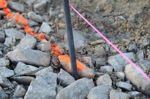 traçage Préparation de travaux de pavage, implantation